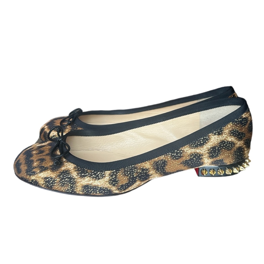 Christian Louboutin La Massine leopard spikes flats RETAIL 795 size 36.5.